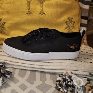 Adidas Black Canvas Shoes with White Outsole